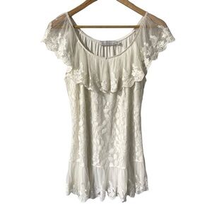 Beta's Choice Lace Mini Dress Womens S White Short Feminine Romantic Country EUC